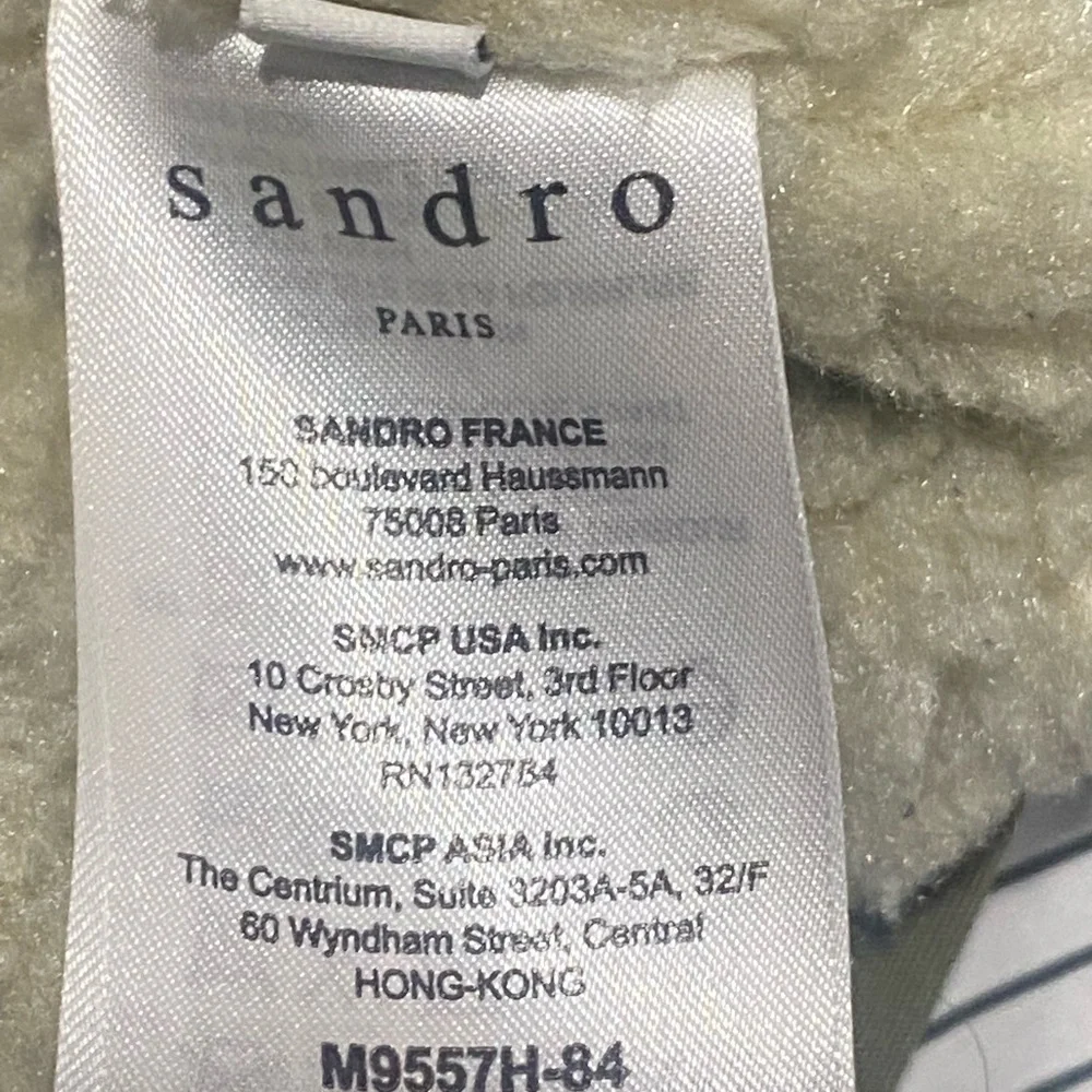 SANDRO Parka Fur Hood Khaki Coat Olive Green